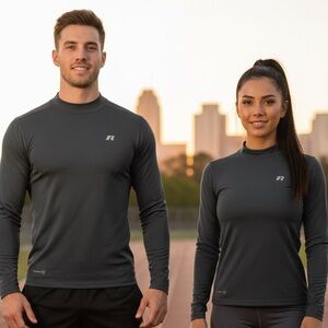 RUSSELL Therma Force Mock Neck Top, Large (BUNDLE OF 2)